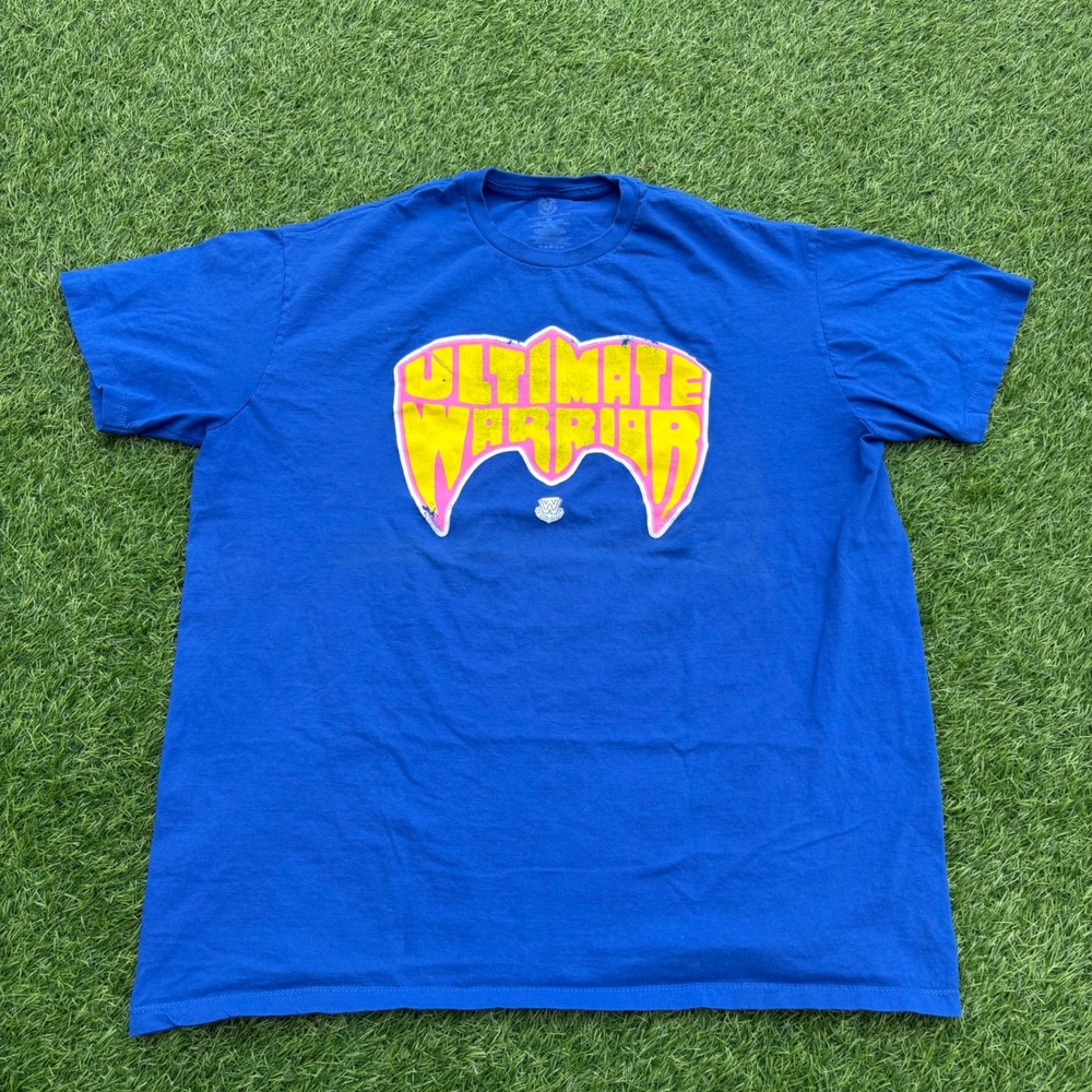 WWE Ultimate Warrior T-Shirt Mens 2XL Blue Good Graphic Tee WWE Legends